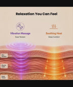 Animated demonstration of vibration massage and soothing heat applied to the lower back, showing how the NACRE FORM™ heated lumbar support belt combines adjustable warmth and vibration settings in a wearable back massager designed for everyday relaxation and comfort.